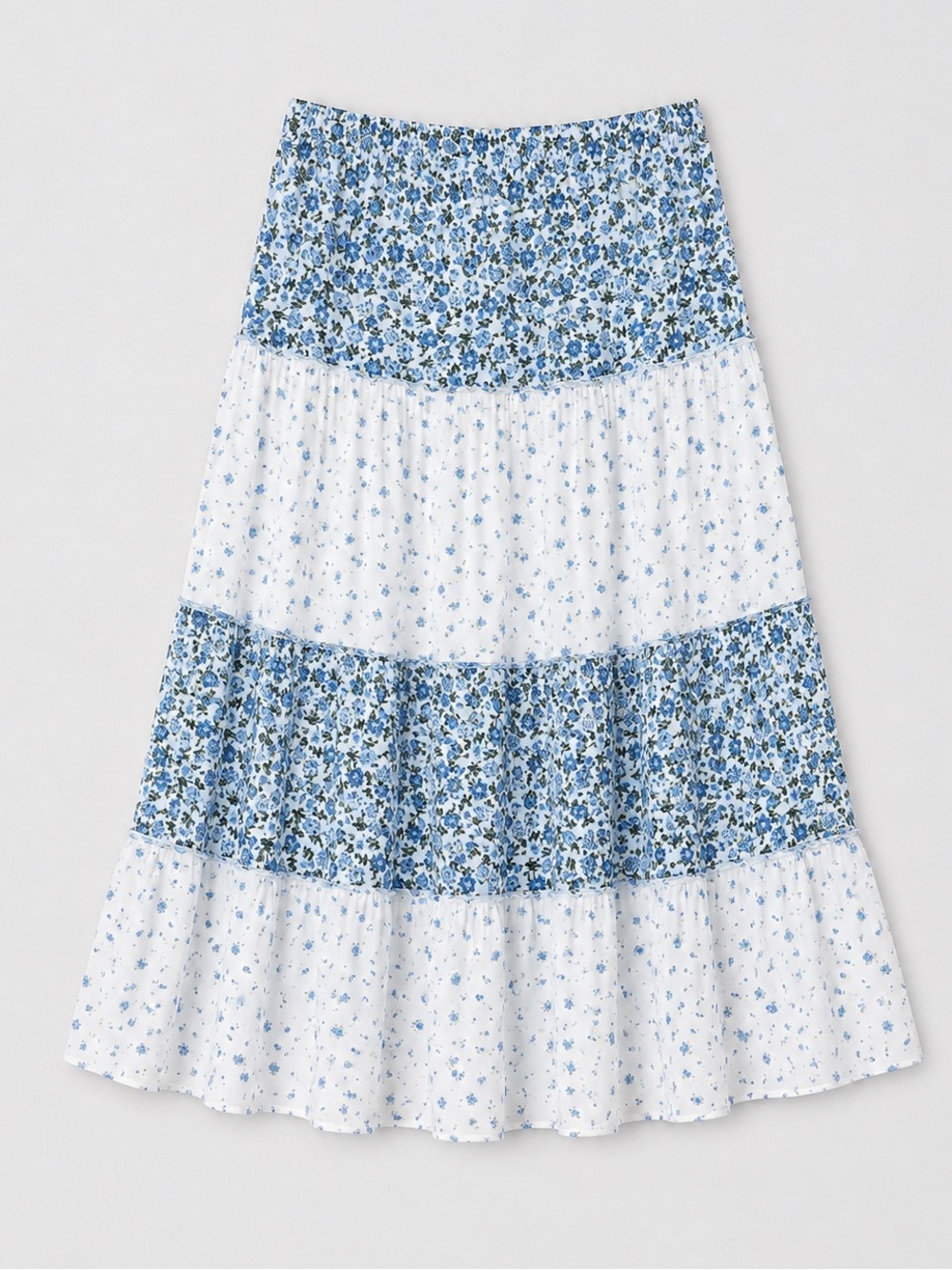 Womens Floral Tiered Peasant Skirt XL Cottage Prairie Country Bohemian Western